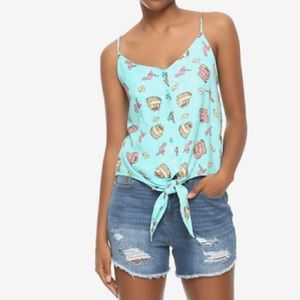 💙Pusheen Summer Fun Tie-Front Woven Tank Top💙